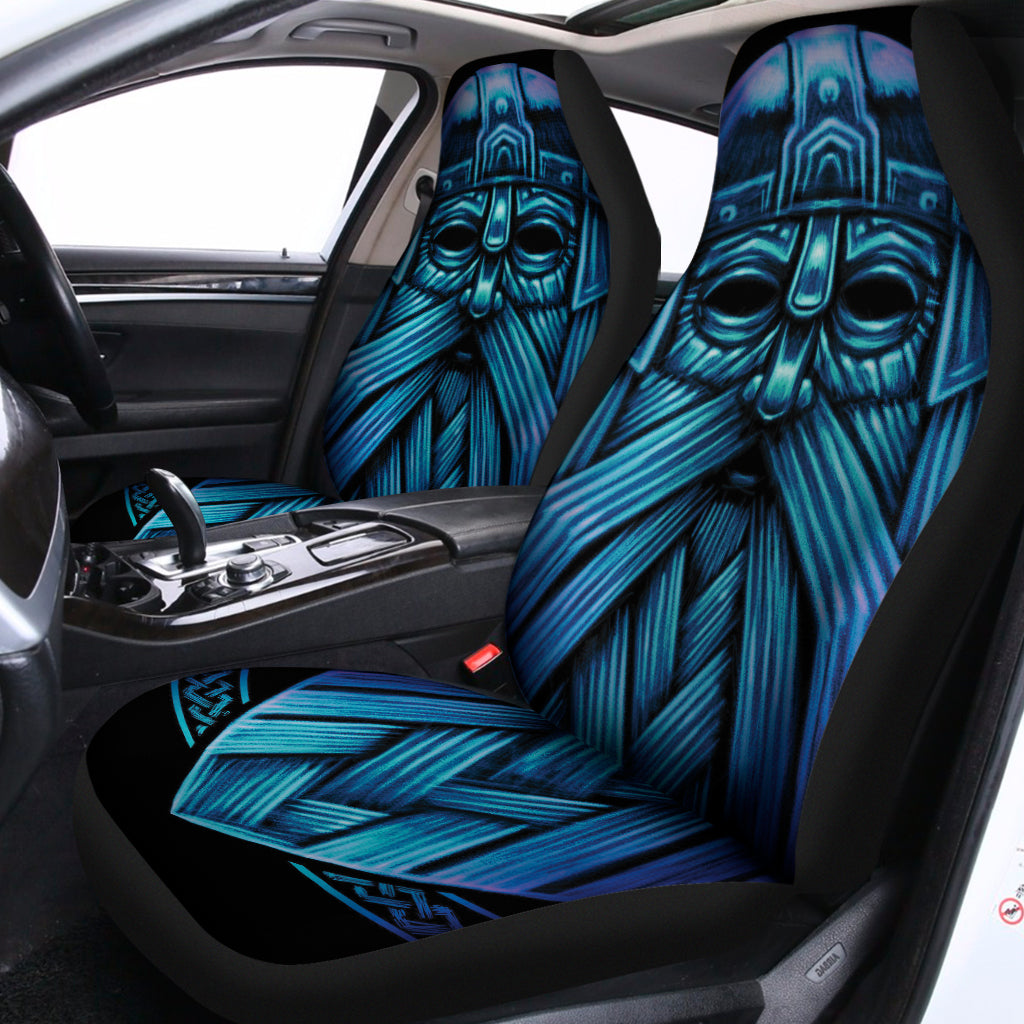 Blue Viking Norse God Odin Print Universal Fit Car Seat Covers