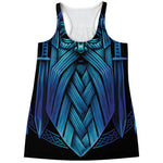 Blue Viking Norse God Odin Print Women's Racerback Tank Top