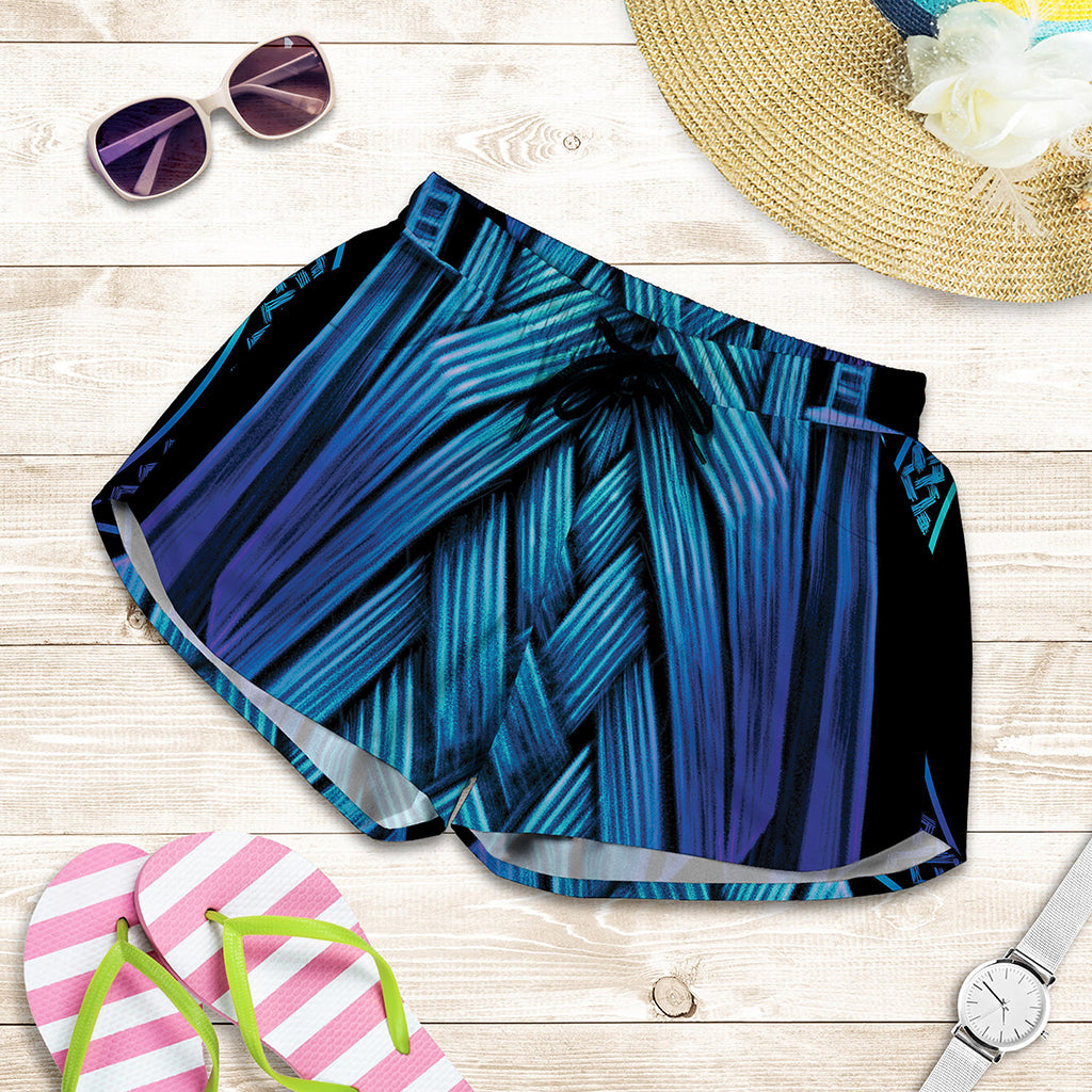 Blue Viking Norse God Odin Print Women's Shorts