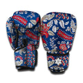 Blue Vintage Bohemian Floral Print Boxing Gloves