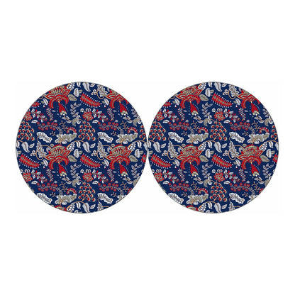 Blue Vintage Bohemian Floral Print Car Coasters