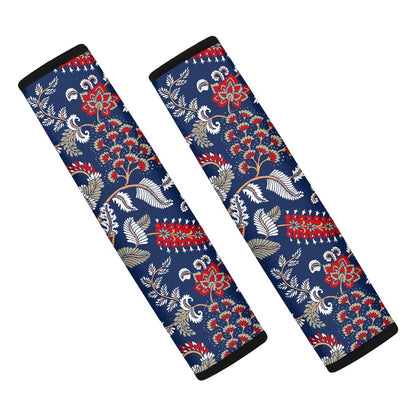 Blue Vintage Bohemian Floral Print Car Seat Belt Covers