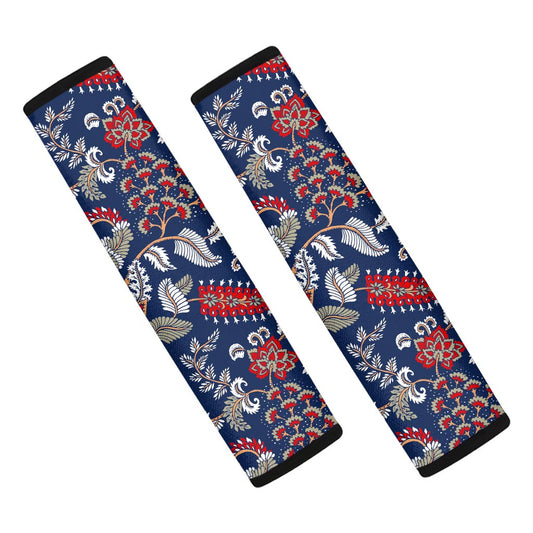 Blue Vintage Bohemian Floral Print Car Seat Belt Covers