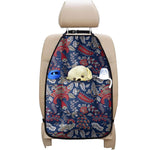 Blue Vintage Bohemian Floral Print Car Seat Organizers