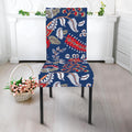 Blue Vintage Bohemian Floral Print Dining Chair Slipcover