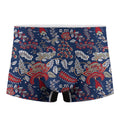 Blue Vintage Bohemian Floral Print Men's Boxer Briefs