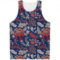 Blue Vintage Bohemian Floral Print Men's Tank Top