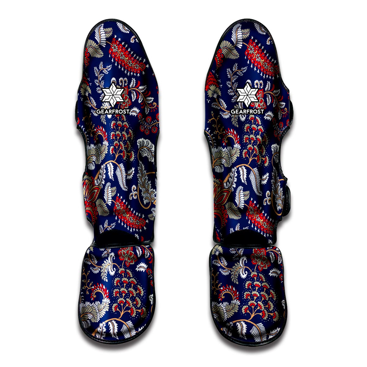 Blue Vintage Bohemian Floral Print Muay Thai Shin Guard