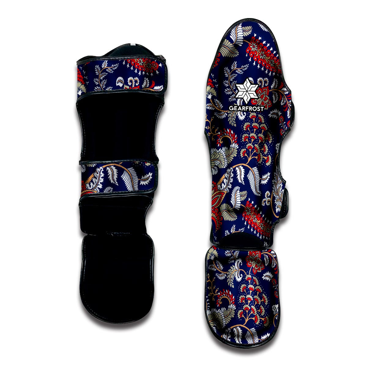 Blue Vintage Bohemian Floral Print Muay Thai Shin Guard