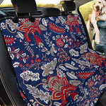 Blue Vintage Bohemian Floral Print Pet Car Back Seat Cover