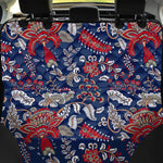 Blue Vintage Bohemian Floral Print Pet Car Back Seat Cover