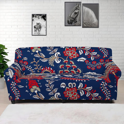 Blue Vintage Bohemian Floral Print Sofa Cover