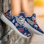 Blue Vintage Bohemian Floral Print Sport Shoes GearFrost