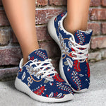 Blue Vintage Bohemian Floral Print Sport Shoes GearFrost