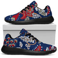 Blue Vintage Bohemian Floral Print Walking Shoes