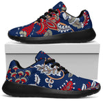 Blue Vintage Bohemian Floral Print Sport Shoes GearFrost