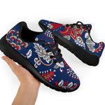 Blue Vintage Bohemian Floral Print Sport Shoes GearFrost