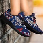 Blue Vintage Bohemian Floral Print Sport Shoes GearFrost
