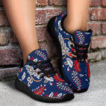 Blue Vintage Bohemian Floral Print Sport Shoes GearFrost