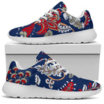 Blue Vintage Bohemian Floral Print Sport Shoes GearFrost