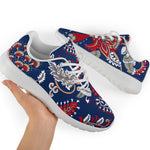 Blue Vintage Bohemian Floral Print Sport Shoes GearFrost