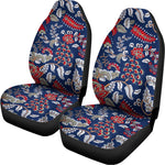 Blue Vintage Bohemian Floral Print Universal Fit Car Seat Covers