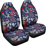 Blue Vintage Bohemian Floral Print Universal Fit Car Seat Covers