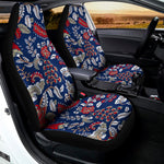 Blue Vintage Bohemian Floral Print Universal Fit Car Seat Covers