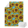 Blue Vintage Sunflower Pattern Print Blanket