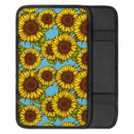 Blue Vintage Sunflower Pattern Print Car Center Console Cover