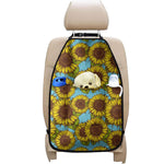 Blue Vintage Sunflower Pattern Print Car Seat Organizers