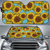 Blue Vintage Sunflower Pattern Print Car Sun Shade GearFrost