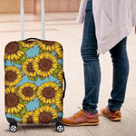 Blue Vintage Sunflower Pattern Print Luggage Cover GearFrost