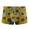 Blue Vintage Sunflower Pattern Print Men's Boxer Briefs