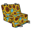 Blue Vintage Sunflower Pattern Print Pet Car Back Seat Cover