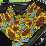 Blue Vintage Sunflower Pattern Print Pet Car Back Seat Cover