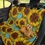 Blue Vintage Sunflower Pattern Print Pet Car Back Seat Cover