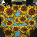 Blue Vintage Sunflower Pattern Print Pet Car Back Seat Cover