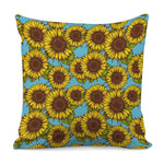 Blue Vintage Sunflower Pattern Print Pillow Cover