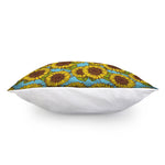 Blue Vintage Sunflower Pattern Print Pillow Cover