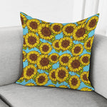 Blue Vintage Sunflower Pattern Print Pillow Cover