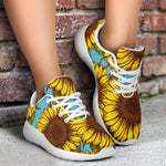 Blue Vintage Sunflower Pattern Print Sport Shoes GearFrost