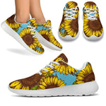 Blue Vintage Sunflower Pattern Print Sport Shoes GearFrost