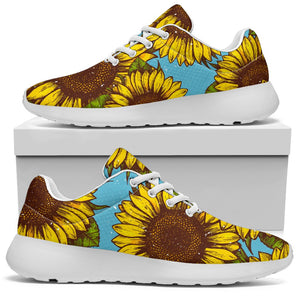 Blue Vintage Sunflower Pattern Print Sport Shoes GearFrost