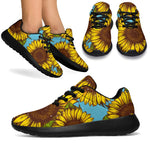 Blue Vintage Sunflower Pattern Print Sport Shoes GearFrost