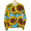 Blue Vintage Sunflower Pattern Print Women's Crewneck Sweatshirt GearFrost