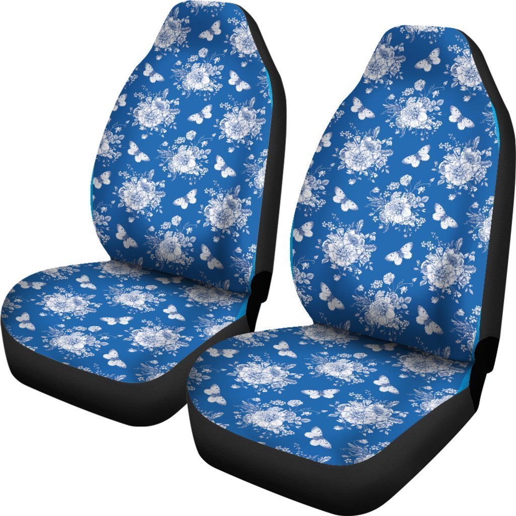 Blue Vintage Victorian Floral Universal Fit Car Seat Covers GearFrost
