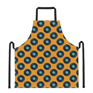 Blue Vinyl Record Pattern Print Apron