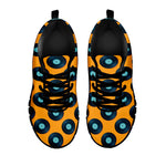 Blue Vinyl Record Pattern Print Black Sneakers