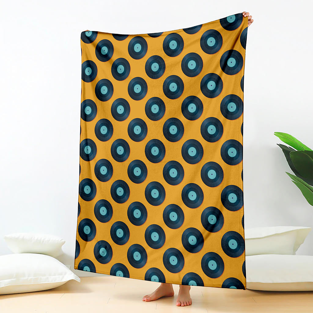 Blue Vinyl Record Pattern Print Blanket